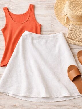 Anthropologie Tilda Linen Mini Skirt White XL NWT Bias Cut Slip